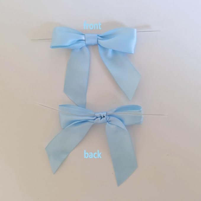 50pcs 3-1/2" Sky Blue Satin Ribbon Bows - Image 4