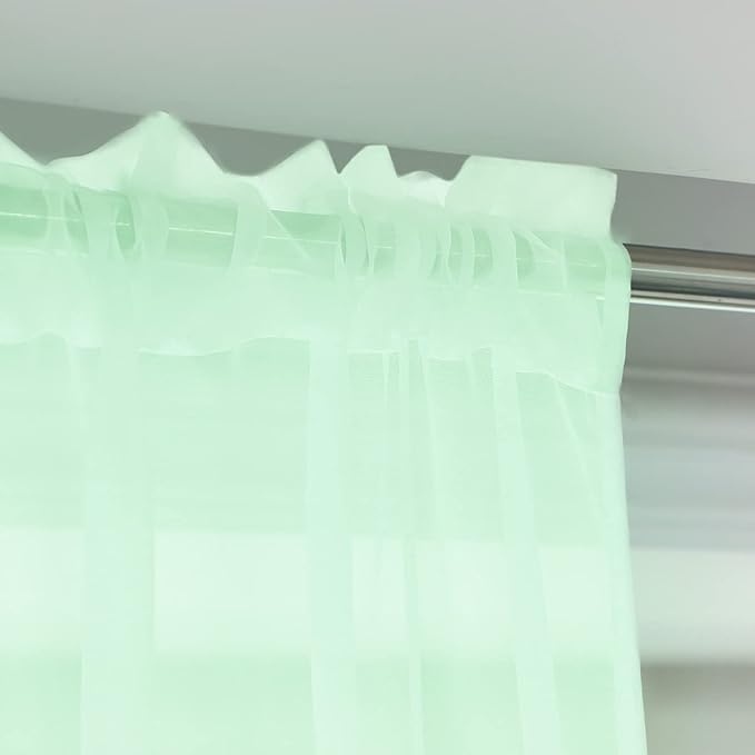Window Light Green Sheer Curtains 108 Inches Long 2 Panels Sheer Curtain Basic - Image 4