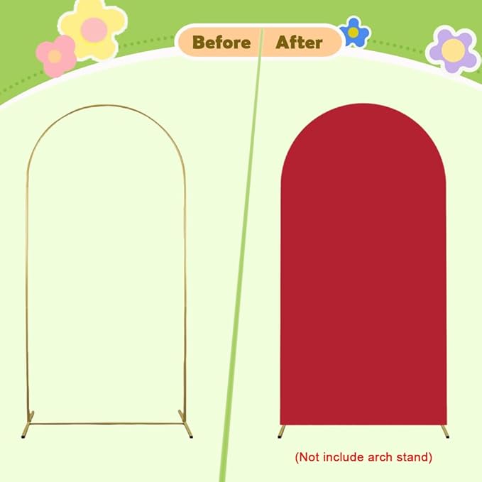 Red Arch Cover Wedding Arch Stand Covers 4FT Arched Backdrop Cover Spandex Arch - Image 5