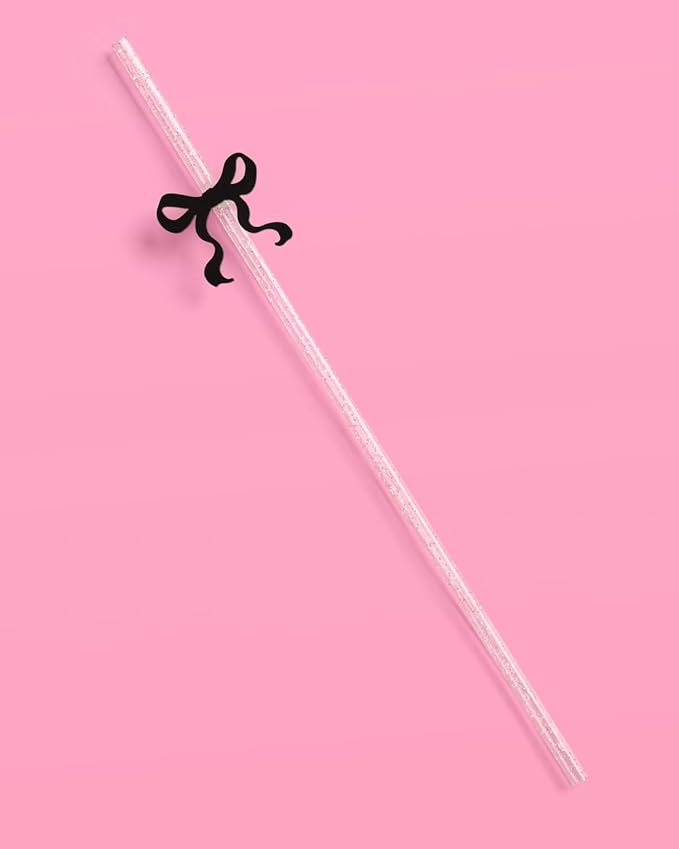 xo, Fetti Black Bow Reusable Straws, Coquette Drinkware, Tying the Knot Party - Image 6