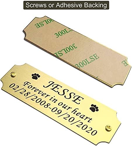 3" W x 1" H Personalized Custom Engraved Brushed Gold Solid Brass Plate Frame - Image 3