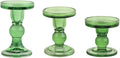 3-Piece Set of Green Glass Candlestick, Crystal Candlestick Holder Holder and by BTGLLAS
