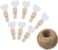 100 Pcs White Mini Wooden Heart Clothespins 3.5 cm by KINGLAKE