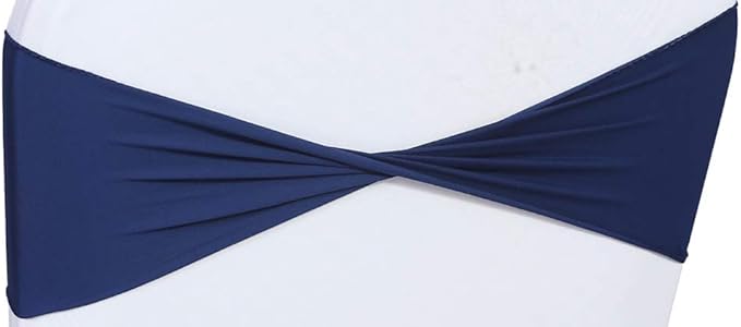 VDS Pack of 100 PCS | Navy Blue | Spandex Chair Sashes Bows Without Buckle | - Image 3