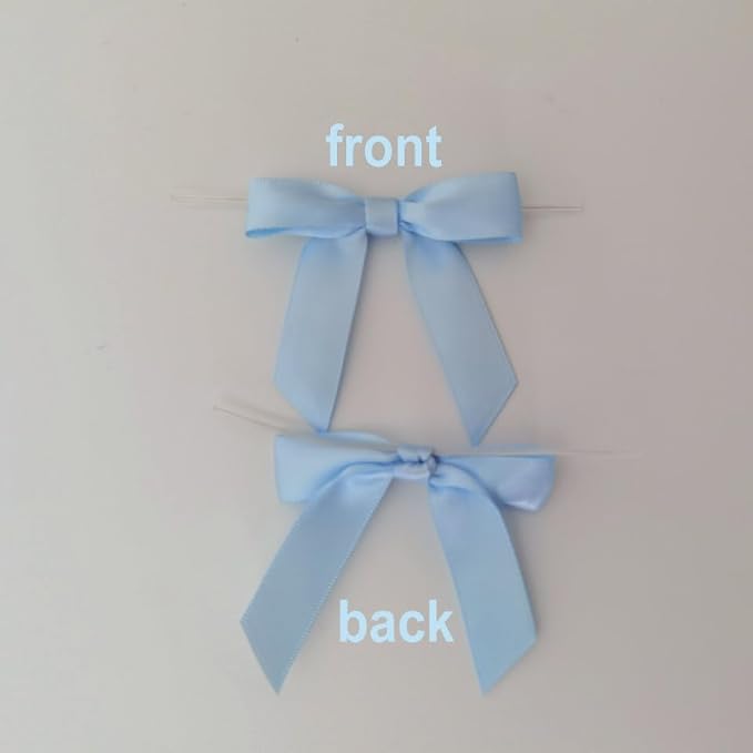 50pcs 2-1/2" Light Blue Satin Ribbon Bows - Image 4
