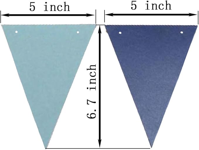 Dark Blue Light Blue Vintage Double Sided Triangle Flag Bunting Pennant Banner - Image 2