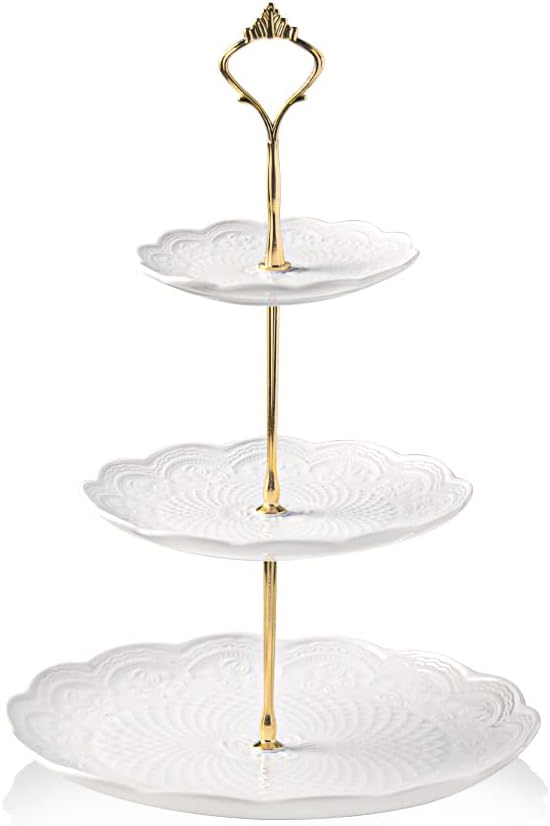 Sweejar 3 Tier Ceramic Cake Stand Wedding, Dessert Cupcake Stand by Sweejarco1949