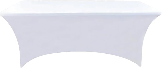 10-Pack 8ft White Spandex Table Covers - Image 7
