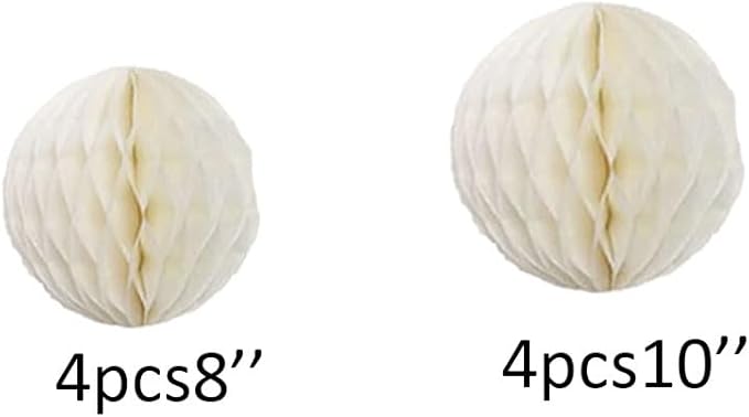 8pc Honeycomb Balls Party Decorations 8'' 10'' Tissue Paper Pom Poms Flower - Image 2