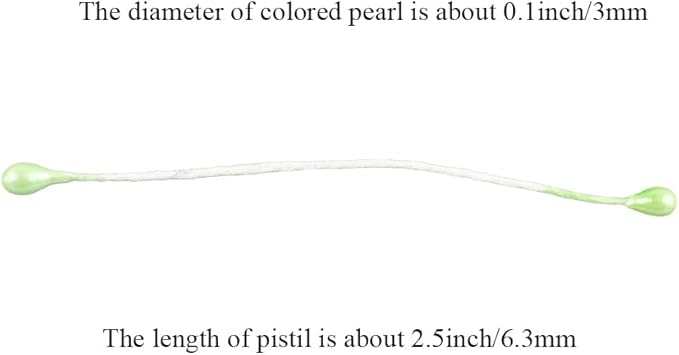 HAHIYO 700Pcs 3mm Light Green Pearl Double Head Flower Stamen Pistil Hand-Made - Image 2