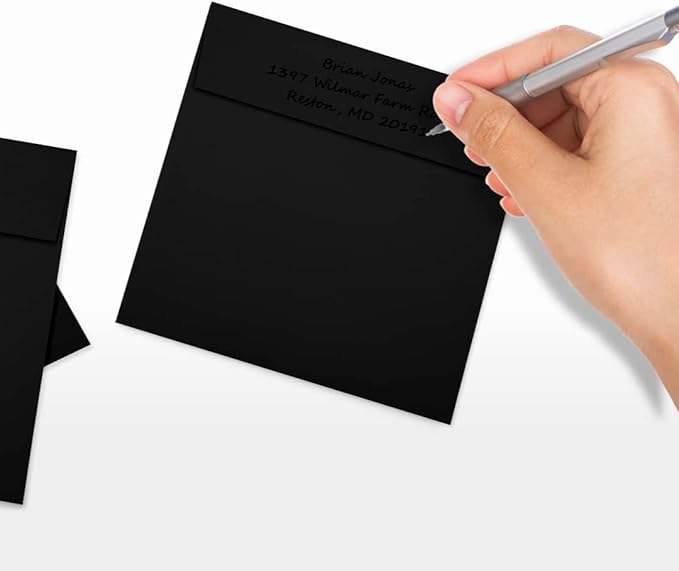 LUXPaper Square Invitation Envelopes | Peel & Press | 5" x 5" | Midnight Black - Image 5