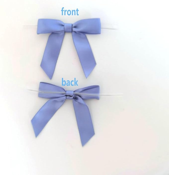 50pcs 2-1/2" Smog Blue Satin Ribbon Bows - Image 4