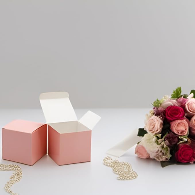Oletx 25 Pcs Pink Paper Gift Boxes, Small Candy BoxesBulk, Goodie TreatBoxes - Image 4