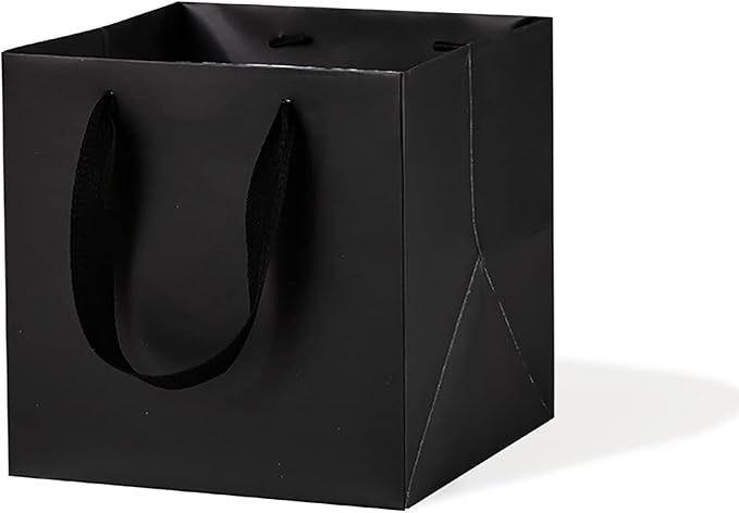 Black Paper Gift Bag 10 in Paper Gift Box Square Bottom Kraft Paper Bags by L%C3%B3ngF%C3%A8ngCh%C3%A9ngXi%C3%A1ng