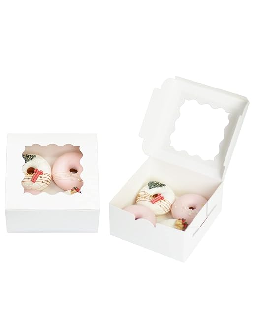 Bakepacker 100pcs White Cookie Boxes 6x6x3 inches Easy Assemble Macaroon Pastry - Image 2