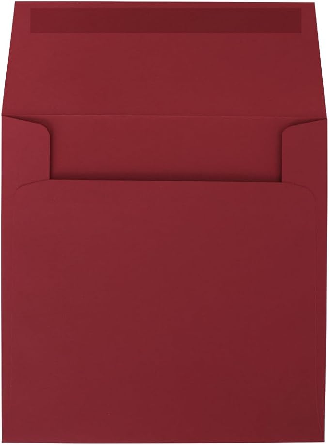 LUXPaper Square Invitation Envelopes | Peel & Press | 5" x 5" | Holiday Red | - Image 2