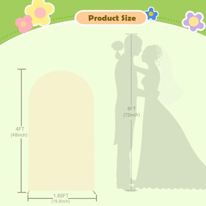 Beige Arch Cover 4ft Arch Backdrop Cover Spandex Fitted Wedding Arch Covers - Image 3