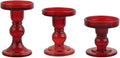 3-Piece Set of Red Glass Candlestick, Crystal Candlestick Holder Holder and by BTGLLAS