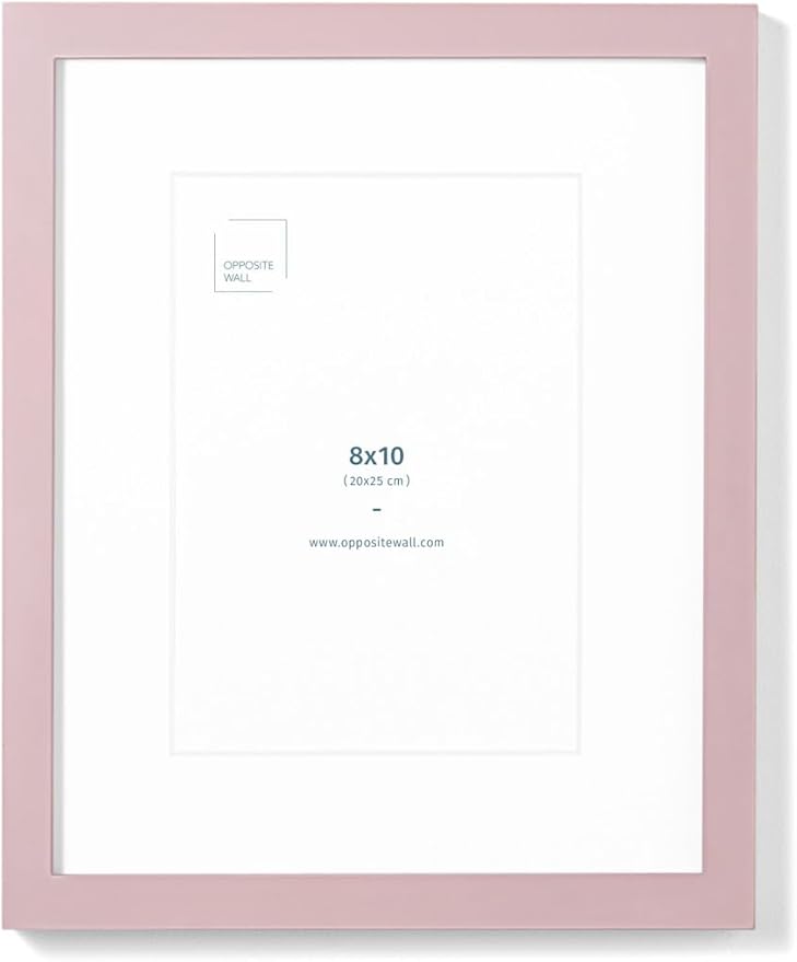 Opposite Wall - 8x10 in - Real Wood Pink Picture Frame - Lightweight, Versatile by OppositeWall