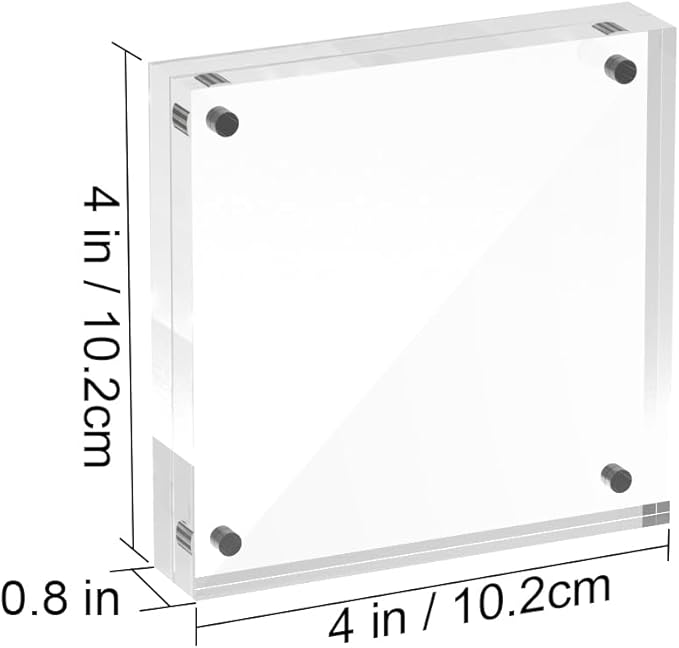 4x4 Acrylic Picture Frames, 20mm Thick Clear Frameless Magnetic Photo Frames - Image 2