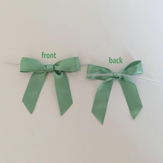 50pcs 2-1/2" Vanilla Green Satin Ribbon Bows - Image 4