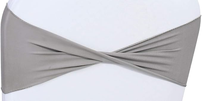 VDS Pack of 10 PCS | Silver Grey | Spandex Chair Sashes Bows Without Buckle | - Image 3