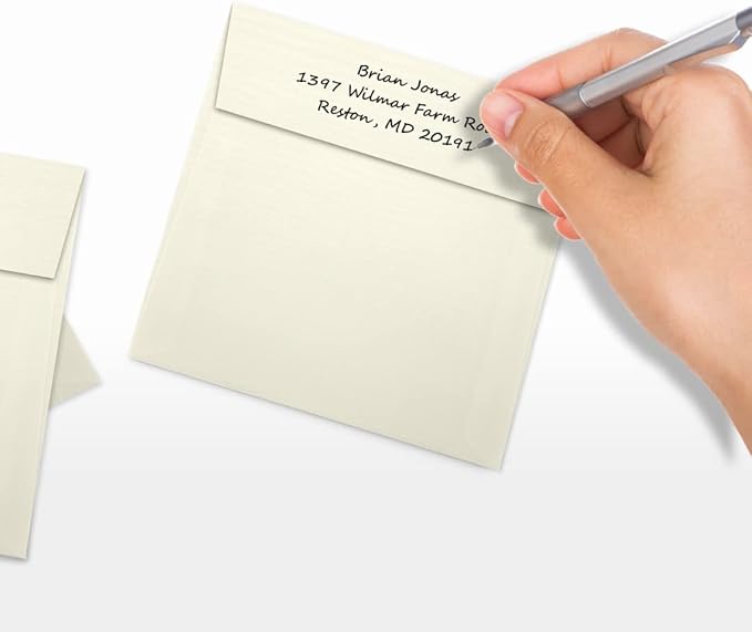 LUXPaper Square Invitation Envelopes | Peel & Press | 5" x 5" | Natural Linen | - Image 5