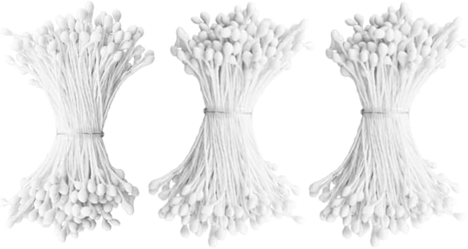 HAHIYO 700Pcs 3mm White Matte Double Head Flower Stamen Pistil by HAHIYO