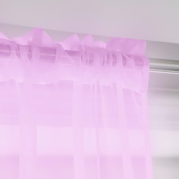 Window Pink Sheer Curtains 48 Inches Width 45 Inches Long 2 Panels Sheer - Image 3