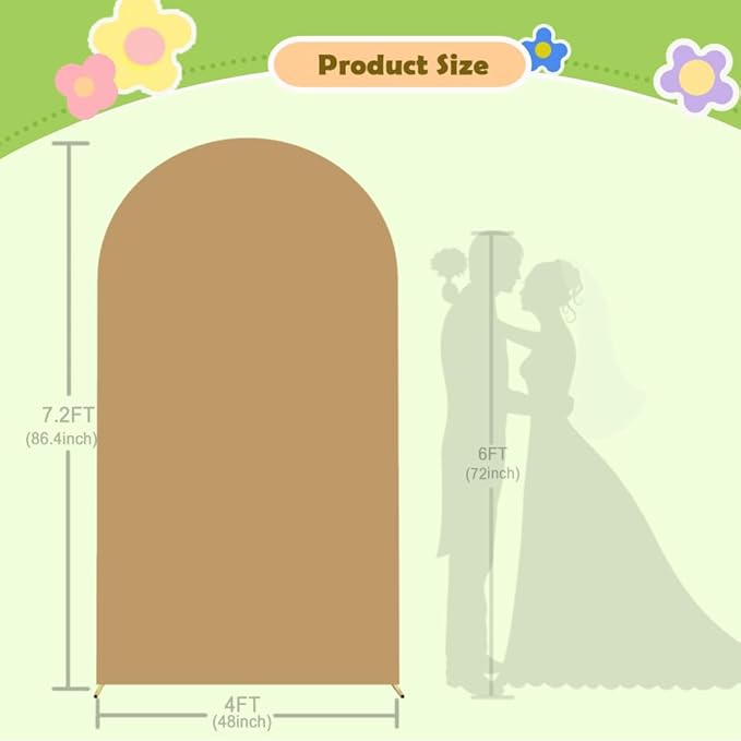 Brown Arch Cover Khaki Wedding-Arch-Cover 7.2ft Tan Arched Stand Covers Round - Image 5