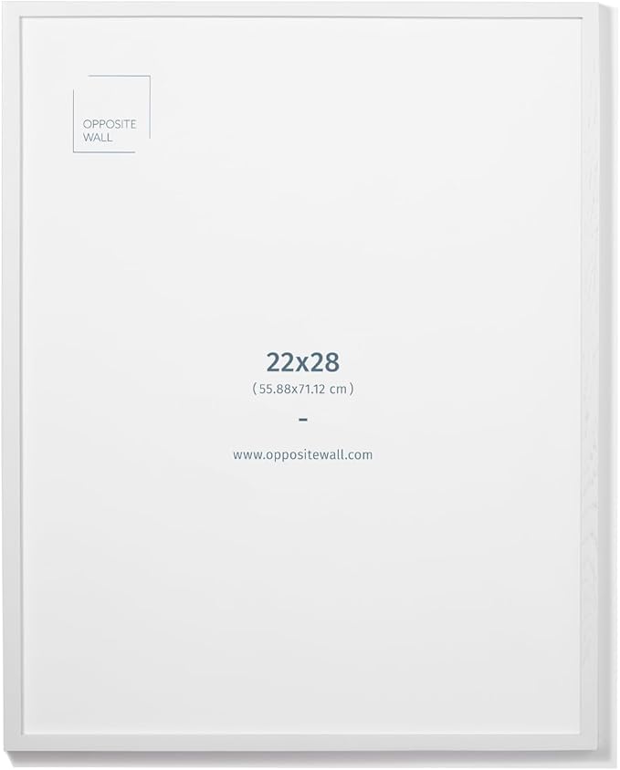 Opposite Wall - 22x28 in - White Solid Oak Wood Picture Frame - Lightweight by OppositeWall