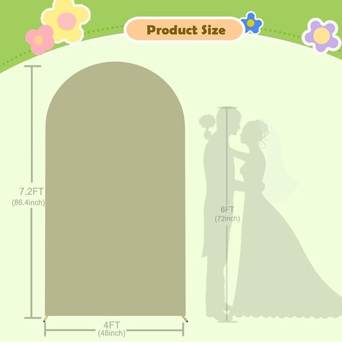 Sage Green Arch Cover 7.2 ft Arch-Backdrop-Cover Wedding Arched Stand Covers - Image 2