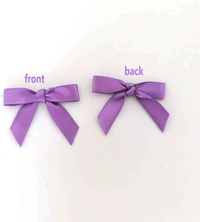50pcs 1-1/2" Purple Satin Ribbon Bows Without Twist Ties Mini Ribbon Bows - Image 4