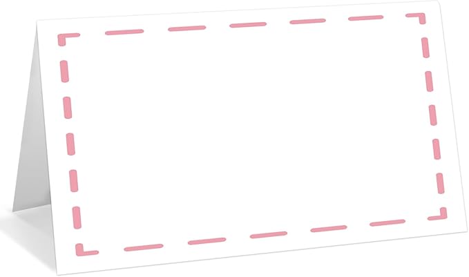 25 Pack Pink Lines Border Place Cards, Editable Name Cards by WwongxianB