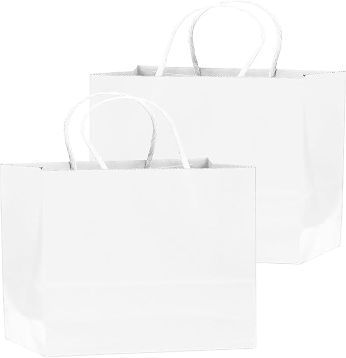 qiqee 50-Packs White Paper Gift Bags - Image 2