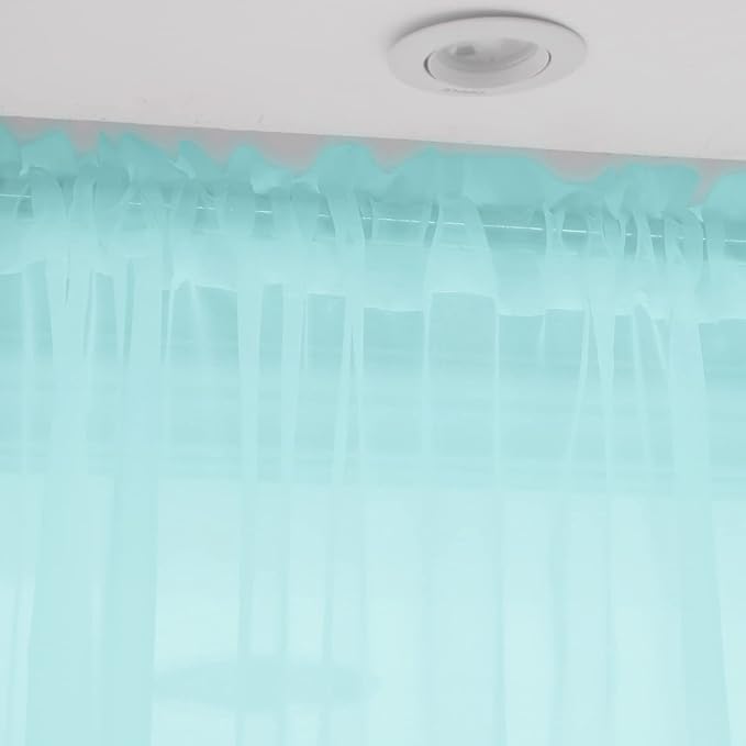 Window Lake Blue Sheer Curtains 90 Inches Long 2 Panels Sheer Curtain Basic Rod - Image 3