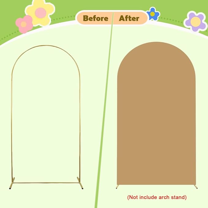 Khaki Wedding Arch Cover 6FT Spandex Arches Cover Brown Round Top Chiara - Image 3