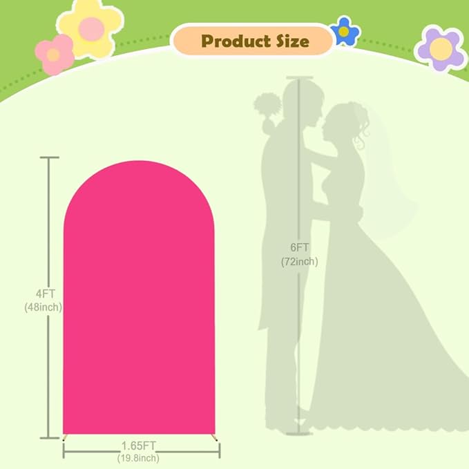 Hot Pink Arch Backdrop Wedding Arch Cover Double Sided Spandex Cover Decorations - Image 3
