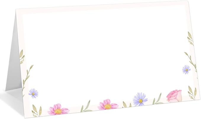 25 Pack Flower Place Cards, Editable Name Cards by WwongxianB