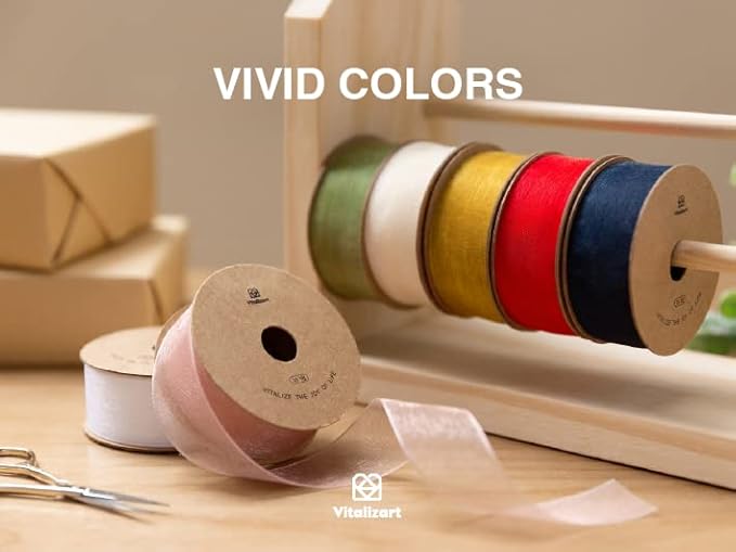 Vitalizart White Ribbon Organza Sheer Ribbon 1 inch x 30 Yd Handmade Fabric - Image 6