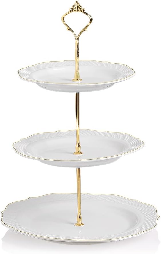 Sweejar 3 Tier Ceramic Cake Stand Wedding, Dessert Cupcake Stand by Sweejarco1949