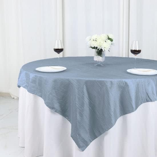 Tableclothsfactory 72"X72" Dusty Blue Accordion Crinkle Taffeta Table Overlay - Image 9
