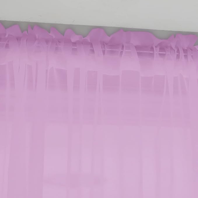 Window Pink Sheer Curtains 90 Inches Long 2 Panels Sheer Curtain Basic Rod - Image 3