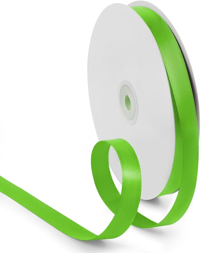 5/8 Inch 100 Yards Satin Ribbon Apple Green, Solid Color Fabric Ribbon by HimBen