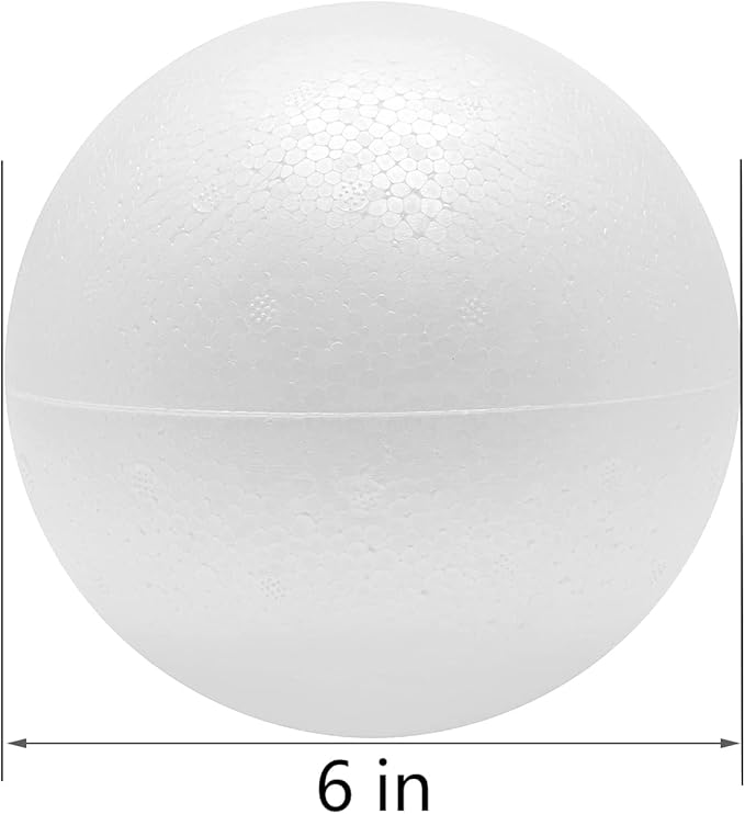 FFchuanhe Craft Foam Balls 6 Inch 6 Pcs Polystyrene Foam Balls Smooth Round Ball - Image 2