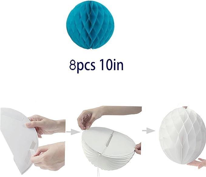 8pcs 10 inch Paper Honeycomb Balls Decorative Tissue Pom Poms Flower Art - Image 2