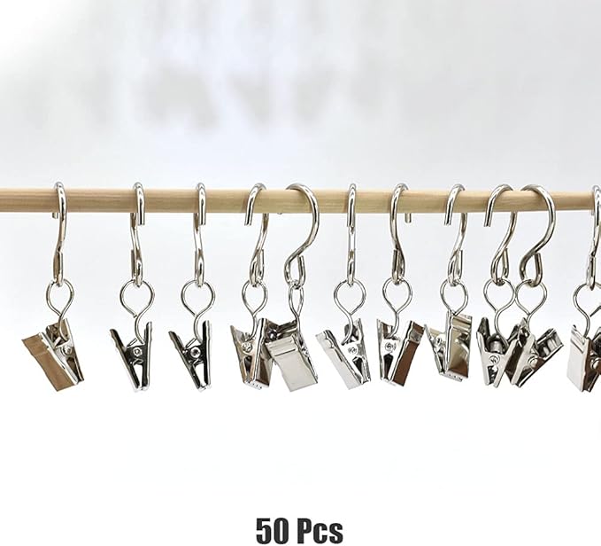 50 Pack Curtain Clip String Hanger Outdoor Indoor Photo Hook Stainless Steel - Image 4