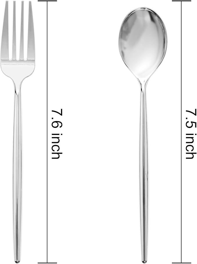 SUT 200Pcs Plastic Silverware, Plastic Spoons and Forks, Disposable Silverware - Image 5