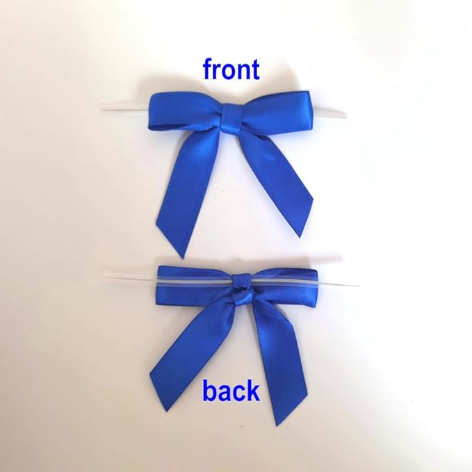 50pcs 2-1/2 Inch Blue Satin Ribbon Bows - Image 4
