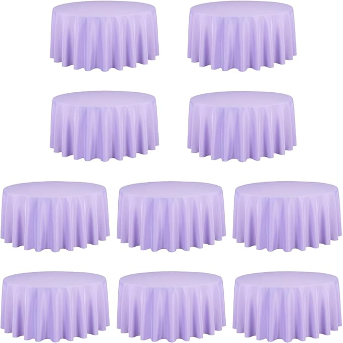 LTC LINENS 10 Pack 120 Inch Round Tablecloth Lavender by LTCLINENS